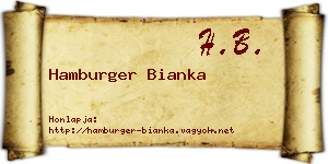 Hamburger Bianka névjegykártya